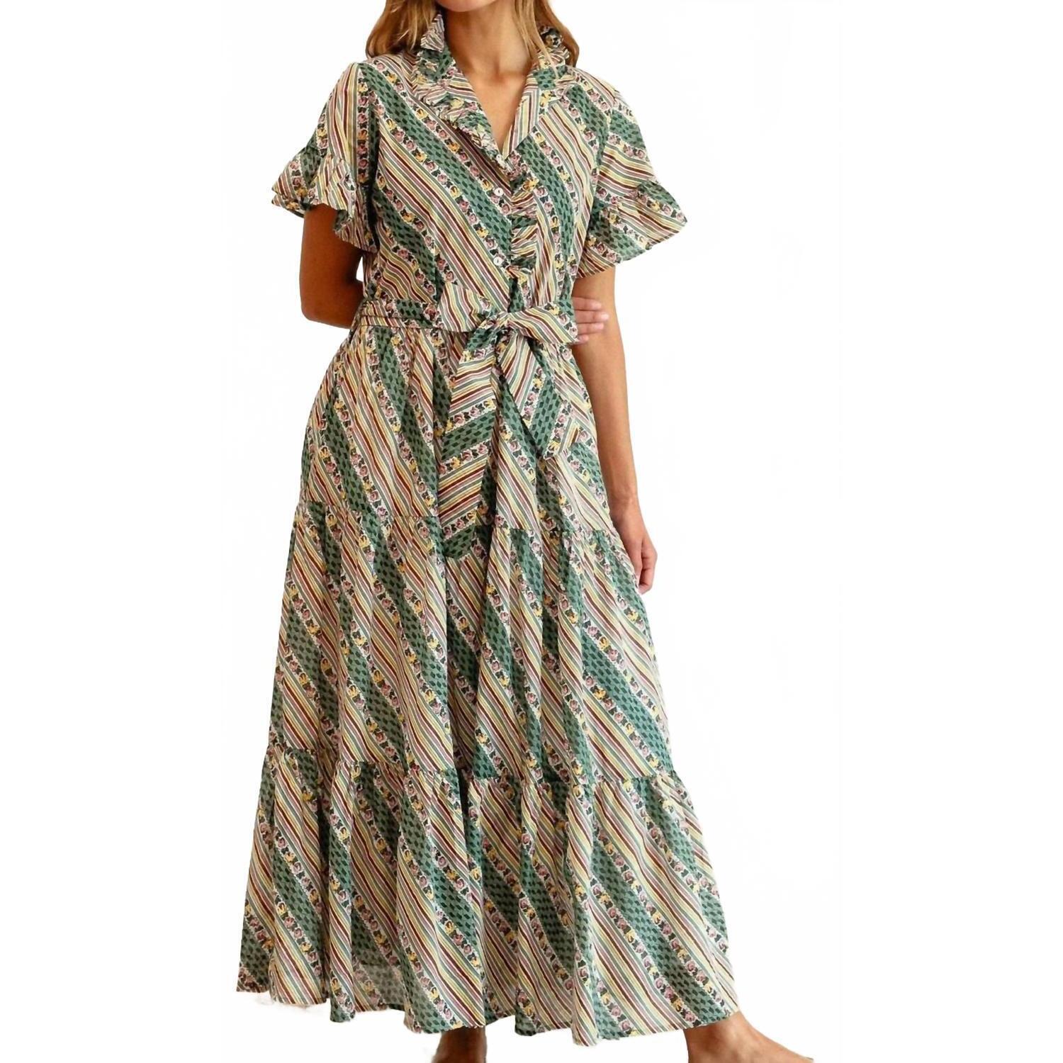 New Mille Victoria Maxi Dress In Rose Stripe